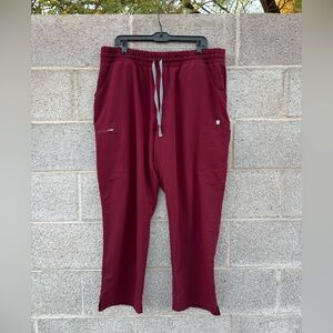 FIGS Yola High Waisted Cargo Scrub Pants Maroon XXL Petite Drawstring W20SW2031P